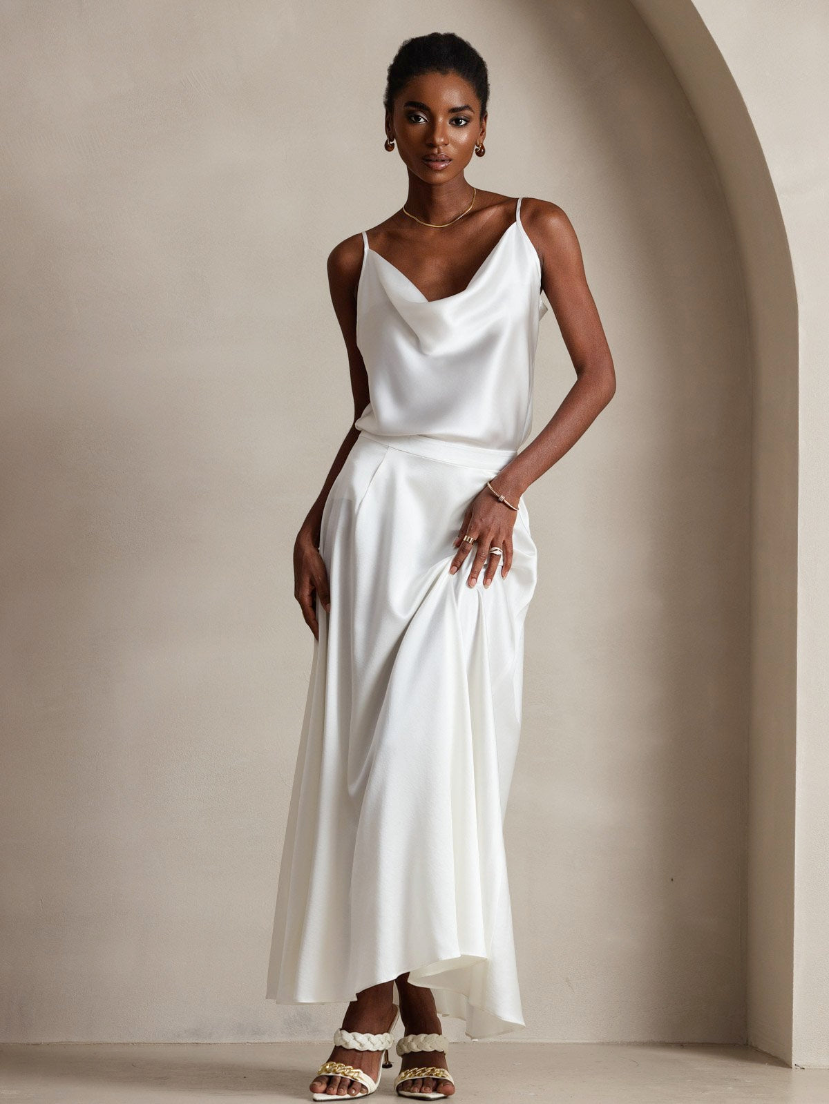 19Momme Silk Spaghetti Strap Cowl Neck Camisoles