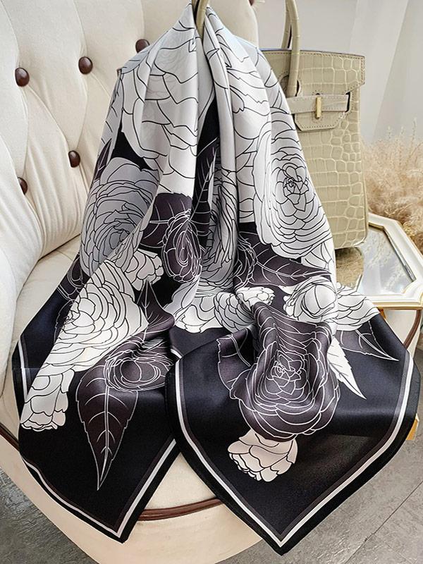 Shadow Rose Silk Square Scarf 88x88cm