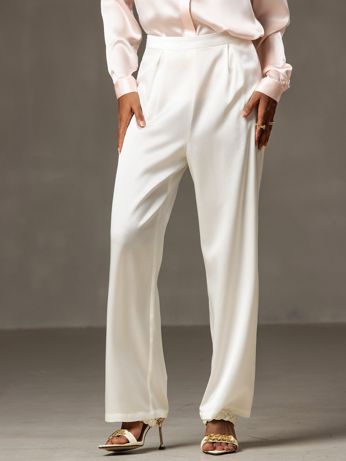19Momme Silk High Waist Wide Leg Women's Pants